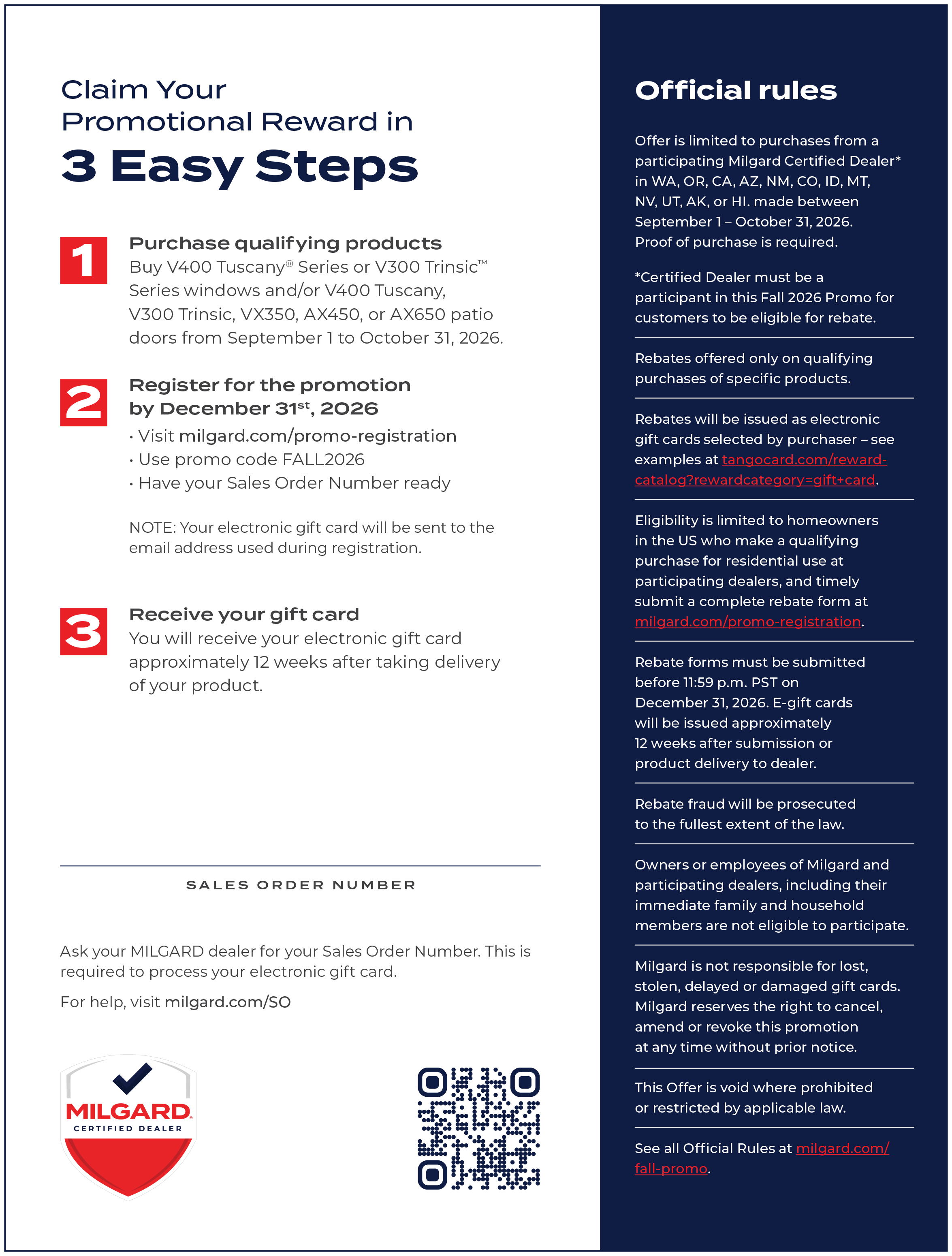 Milgard fall promotion flyer
